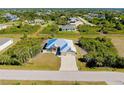 Overhead view of a charming home with a metal roof, surrounded by lush greenery and other neighborhood homes at 13452 High Springs Ave, Port Charlotte, FL 33981