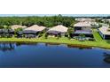 Scenic backyard featuring a screened lanai overlooking a tranquil pond, perfect for relaxation at 11437 Dancing River Dr, Venice, FL 34292