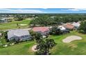 Beautiful aerial view of the home with screened lanai, pool, and golf course in the background at 6507 Drewry'S Blf, Bradenton, FL 34203