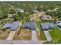 Aerial view of a well-maintained property surrounded by lush greenery, in a quiet residential neighborhood at 4624 Caribou Ave, North Port, FL 34287