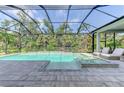 Relaxing screened-in pool area with luxurious seating and pristine water at 9048 Luna Ln, Sarasota, FL 34241
