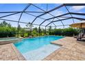 Screened-in pool with a spa, sun deck, and tropical landscaping at 19927 Bridgetown Loop, Venice, FL 34293