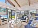 Cozy living room featuring comfortable seating, natural light, and sliding glass door access to backyard at 500 Park S Blvd # 33, Venice, FL 34285