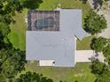 Overhead view of the house with a screened-in pool and well-manicured lawn at 3863 Albin Ave, North Port, FL 34286