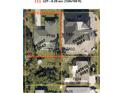 Aerial view displaying the property lines of neighboring homes and a birds eye view of each property at 4250 Shamrock Dr, Venice, FL 34293