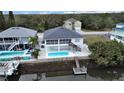 Stunning waterfront property with a private pool, dock, and screened lanai, perfect for relaxation and entertainment at 7438 Gulf Way, Hudson, FL 34667