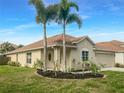 One-story house with tan exterior and palm trees at 11158 Golden Silence Dr, Riverview, FL 33579
