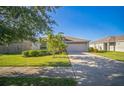 Well-maintained single-Gathering home features a lush green lawn and a spacious driveway for easy parking at 350 Cascade Bend Dr, Ruskin, FL 33570