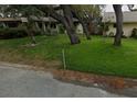 House with a grassy yard and large trees at 8910 Elm Leaf Ct, Port Richey, FL 34668