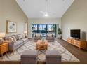 Spacious living room with vaulted ceilings and comfy furniture at 6629 Pineview Ter # 5-201, Bradenton, FL 34203