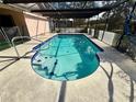Refreshing kidney-shaped pool with screened enclosure at 12010 Villa Rd, Spring Hill, FL 34609