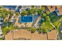 Overhead view of a well-maintained community pool area surrounded by mature trees at 6320 Newtown Cir # 20B1, Tampa, FL 33615