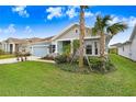 Charming single-story home with fresh green grass, palm trees, and colorful plants at 31534 Westbury Estates Ave, Wesley Chapel, FL 33545