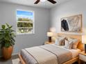 Bright bedroom with a neutral palette, large window, modern decor, and a cozy, inviting atmosphere at 3305 Acapulco Dr, Riverview, FL 33578