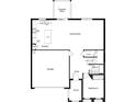 First-floor home plan featuring an open layout with kitchen, great room, bedroom, and garage at 6606 Tortoise Trl, Parrish, FL 34219