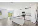 Modern kitchen with a large island, stylish cabinets, and stainless steel appliances at 31610 Malbec Dr, Brooksville, FL 34602