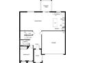 First-floor floor plan featuring a large great room, kitchen, bedroom, bathroom, porch, and a two-car garage at 37630 Mackenzie Dr, Zephyrhills, FL 33540