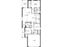 Detailed floor plan showcasing the layout of the home's primary bedroom, kitchen, living room, and garage at 2194 Nass Rd, Zephyrhills, FL 33540