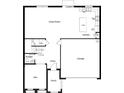 Open-concept floor plan featuring a spacious great room, modern kitchen with island, den, powder room, and garage at 10955 Bluestem Cv, Parrish, FL 34219