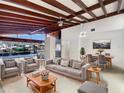 Bright living room featuring modern furnishings and unique ceiling design at 513 Flamingo Dr, Apollo Beach, FL 33572