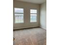 Bedroom featuring neutral walls, plush carpet, and two bright windows at 29307 Meadowcroft Ave, Wesley Chapel, FL 33544