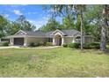 Well-maintained single-story home features lush landscaping and a welcoming entrance at 621 Erin Way, Brooksville, FL 34601