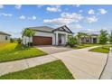 Inviting home with a spacious driveway, well-kept lawn, and meticulously landscaped front yard at 31840 Magna Gulf Loop, San Antonio, FL 33576