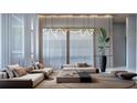 Bright living room featuring modern lighting, neutral furniture, and large windows with natural light at 16491 Hillsborough Blvd, Port Charlotte, FL 33954