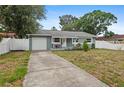 Charming single-story home with a blue exterior, well-maintained landscaping, and an attached garage at 2824 Oaklawn Ave, Largo, FL 33771