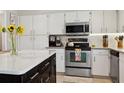 Bright kitchen features an island, stainless steel appliances and white cabinetry at 3404 W Villa Rosa St, Tampa, FL 33611