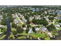 Aerial view highlighting the neighborhood's convenient access to waterfront activities, shopping, and dining, all near a lake at 3565 E Lake Dr, Land O Lakes, FL 34639