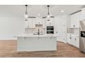 Modern kitchen features stainless steel appliances, a central island and pendant lighting at 13828 Richland Gulf Cir, Parrish, FL 34219