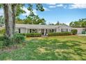 Charming single-story home featuring a well-manicured lawn and mature trees with a lovely front porch at 709 S Himes Ave, Tampa, FL 33609