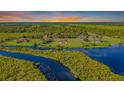 Aerial view of estate homes situated on a riverine landscape at 37511 Washington Loop Road, Punta Gorda, FL 33982