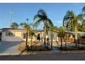 Neat single-story home with a black metal fence, with mature palms and a well-maintained rock front yard at 3680 Whiting Se Dr, St Petersburg, FL 33705