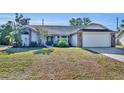 Charming home featuring a two-car garage, a lush front yard, and a welcoming entry door at 2601 Bridle Dr, Plant City, FL 33566