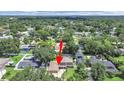 Aerial view showcasing the property, highlighting its location and the surrounding landscape and neighborhood at 2531 Lake Ellen Dr, Tampa, FL 33618