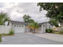 Charming single-story home featuring a gray exterior, well-maintained lawn, mature landscaping, and a two car garage at 9516 Woodborough Ct, Tampa, FL 33615