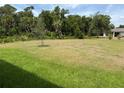 Large backyard with a grassy area and surrounding trees at 4619 Chamrade Rd, North Port, FL 34288