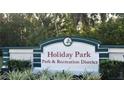 Sign for Holiday Park Park & Recreation District at 6480 Center Lane, North Port, FL 34287