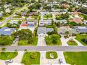 Neighborhood aerial view featuring houses and lush landscaping with canal in background at 1731 Clearwater Harbor Dr, Largo, FL 33770
