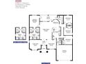 Detailed floor plan showcasing a four-bedroom home with two baths, living spaces, and a two-car garage at 11280 Liberto Rd, Weeki Wachee, FL 34614