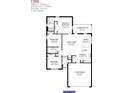 Detailed floor plan showing a three-bedroom, two-bath home with a vaulted ceiling and a two-car garage at 4894 Sutherland St # Lot 65, Spring Hill, FL 34609