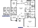 Detailed floor plan showcasing the layout of this home, including bedrooms, bathrooms, kitchen, living spaces, and a three-car garage at 12142 Pine Warbler Ave, Brooksville, FL 34614