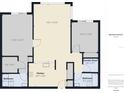 Floor plan highlighting a spacious layout with 2 baths and kitchen at 2595 Countryside Blvd # 8106, Clearwater, FL 33761