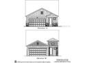 Two exterior elevations show front-facing home designs, highlighting garages, windows, and varying architectural details at 7930 Chandler Lake Ct, Hudson, FL 34667