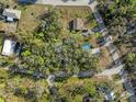 Aerial view of a lush residential neighborhood with tree-lined streets and well-maintained properties at 10020 Jungle St, New Port Richey, FL 34654