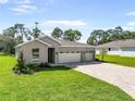 Inviting single-story home featuring a three-car garage, neutral paint, and a brick paver driveway at 9049 Players Dr, Weeki Wachee, FL 34613