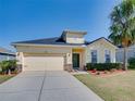 Charming home featuring a well-maintained lawn, a two-car garage, and a welcoming front entrance at 3108 Magnolia Garden Dr, Plant City, FL 33567