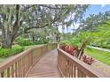 Beautiful walkway with lush greenery and mature trees creating a serene setting at 2220 Kings Palace Dr, Riverview, FL 33578